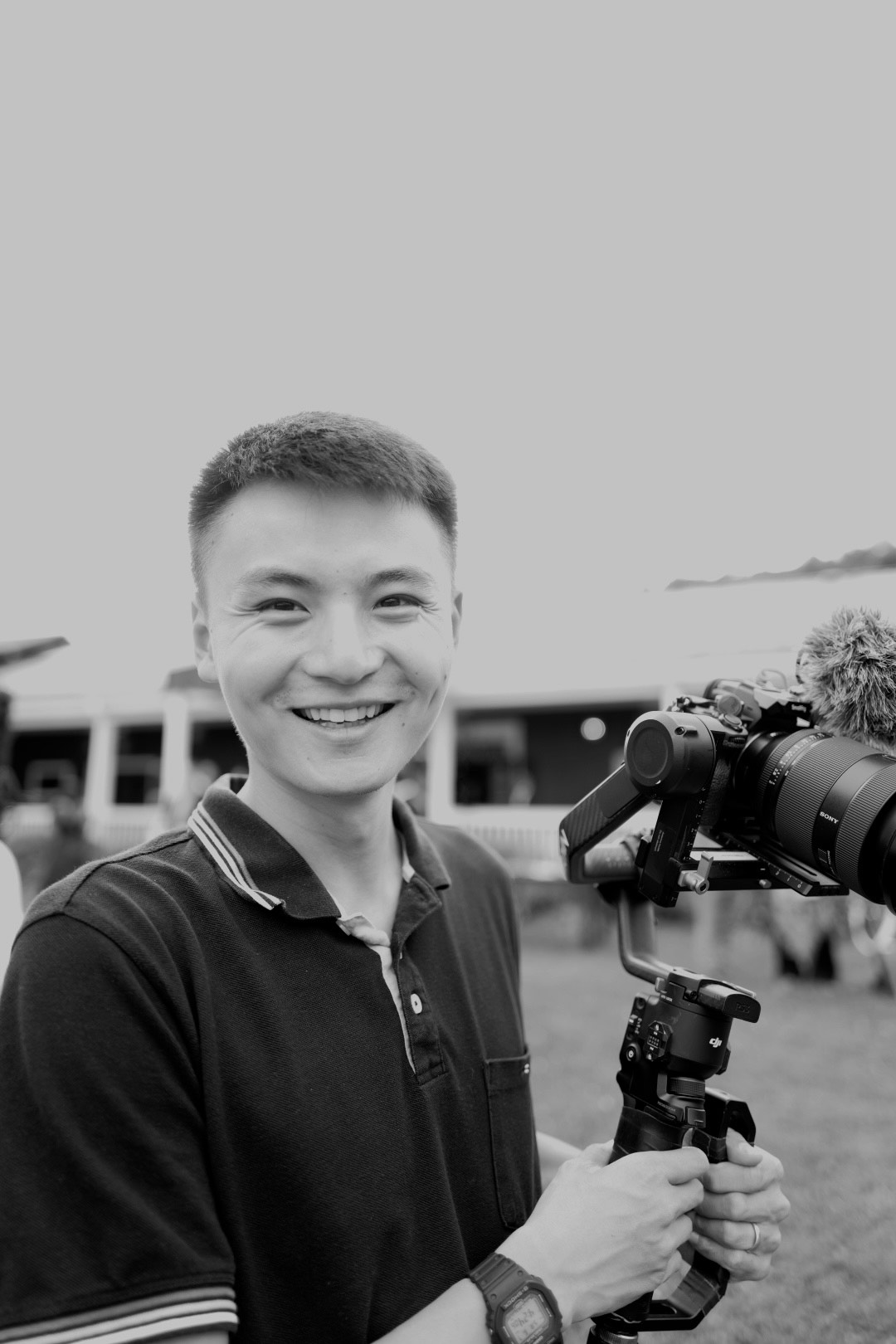 Kevin Liu filming on location with his DJI gimbal